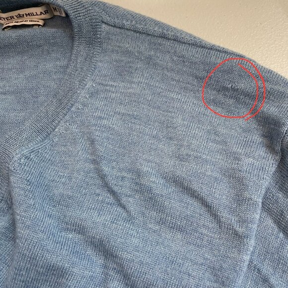 Peter Millar Mens Medium Blue V Neck Sweater 100% Merino Wool Long Sleeve - Picture 6 of 8